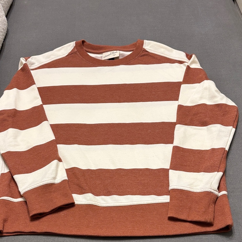 Universal Thread Brown and White Striped Top size medium